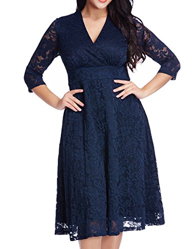 Womens-Lace-Plus-Size-Mother-of-the-Bride-Skater-Dress-Bridal-Wedding-Party-Navy-16W-0