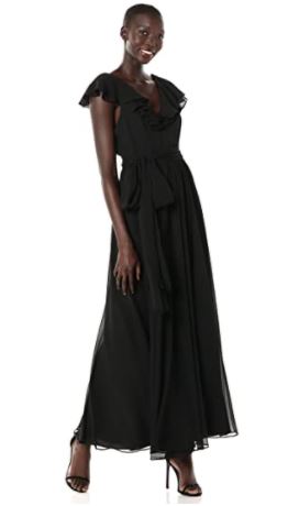 V Neck Ruffle Gown