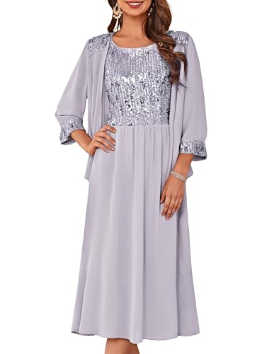 GRACE KARIN Wedding Guest Mother of The Bride Dresses Light Gray Purple L
