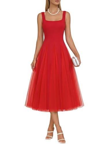 Red Homecoming Dresses for Teens Midi Tulle Wedding Guest Dress M