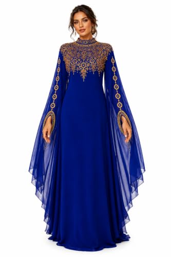 WUBU Kaftan Maxi Dress Evening Gowns Evening Dresses Wedding Cocktail Royal Blue (Style 3)