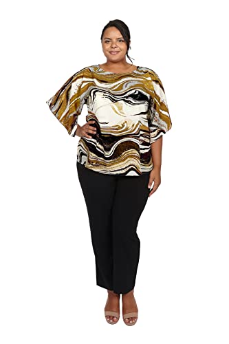 Maya Brooke Womans Size Two piece Fly-Away Printed Easy Wearing top and Solid Pants.