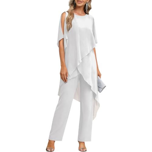 CBZDJX Chiffon Mother of The Bride Pants Suit for Women 2 Pieces Dressy