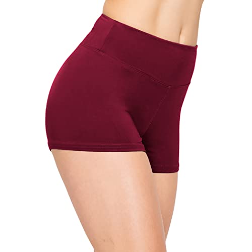 ALWAYS Yoga Shorts for Women – High Waisted Workout Biker Shorts for Yoga, Running & Under Dress Anti-Chafing Comfort, Burgundy 2 L