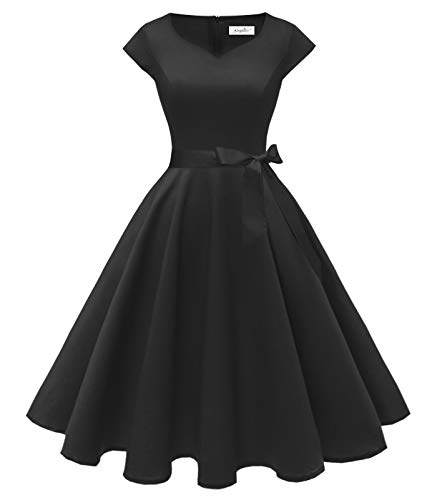 Kingfancy Women Vintage 1950s Dress Cocktail Dresses Black XL
