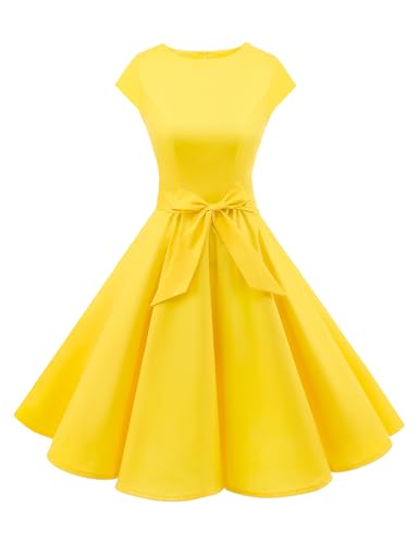 Dressystar Women's Vintage 1950s A Line Cocktail Party Dress Yellow S