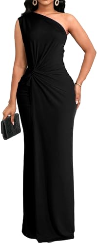 SxClub Women's Black Formal Wedding Guest Dress Evening Long Gowns Clothes