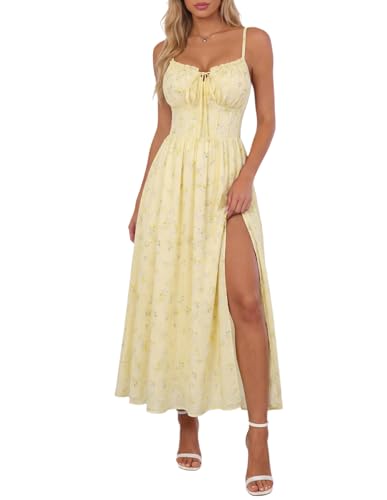 Wedding Guest Dresses for Women Floral Corset Sundress Yellow XL