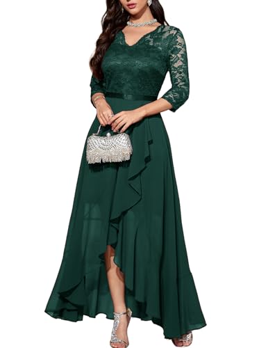 Bbonlinedress Women Winter Spring Wedding Guest Formal Prom Dresses Long Sleeve Mother of Groom Cocktail Dress Dark Green XL