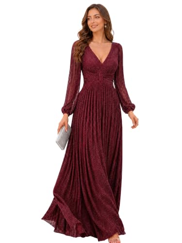 Ever-Pretty Women's Fall Long Sleeves Formal Dresses Glitter Evening Gowns