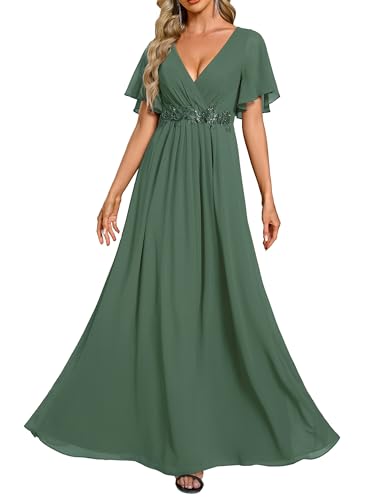 Ever-Pretty Womens V Neck Applique Mother of the Bride Dresses Formal Dress