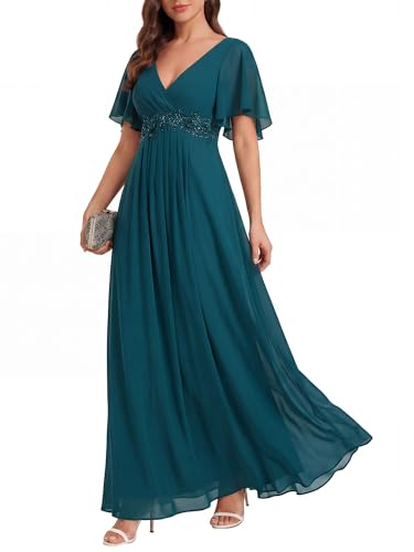 Ever-Pretty Womens V Neck Applique Mother of the Bride Dresses Formal Dress