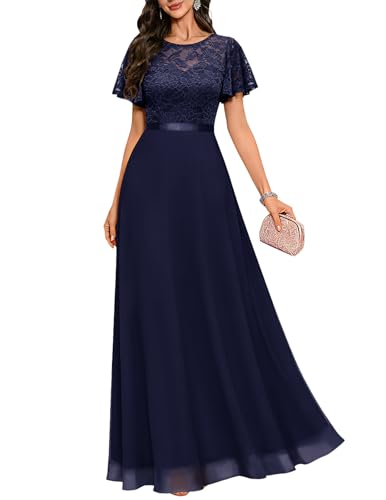 DRESSTELLS Formal Dresses for Women Wedding Guest, Mother of Bride Cocktail Prom Party Long Evening Gowns Gala Maxi Dress for Bridesmaid, 2026 Spring, Navy Blue XL