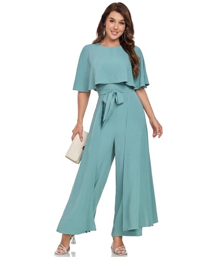 DGHBVS Formal Jumpsuits for Women Spring Summer Dressy Cocktail Jumpers Pantsuits Rompers Trendy One Piece Outfits Evening Gowns for Wedding Party Green M