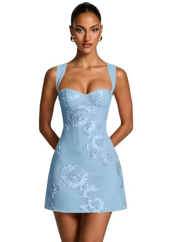 WellrDeny Sky Blue Floral Homecoming Dresses Corset Mini HOCO 02