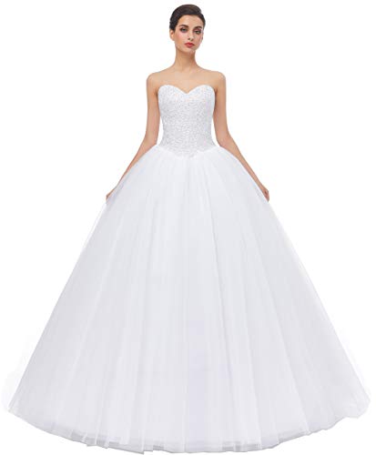 Likedpage Women's Ball Gown Bridal Wedding Dresses (US26W, White)
