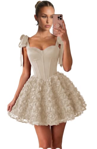LFGLP Satin Homecoming Dresses for Women Short Champagne Cocktail Dress