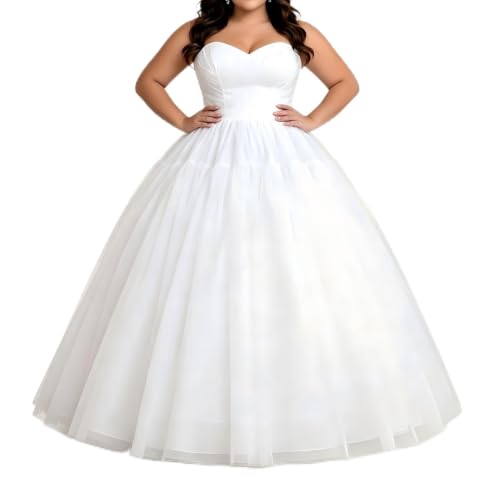Women's XL-5XL Plus Size Hoopless Petticoat Crinoline Underskirt, White