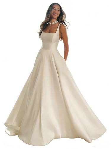 Chady White Bridal Gowns Backless 2026 A-Line Wedding Gowns Spaghetti Strap Beach Wedding Dresses for Bride US6