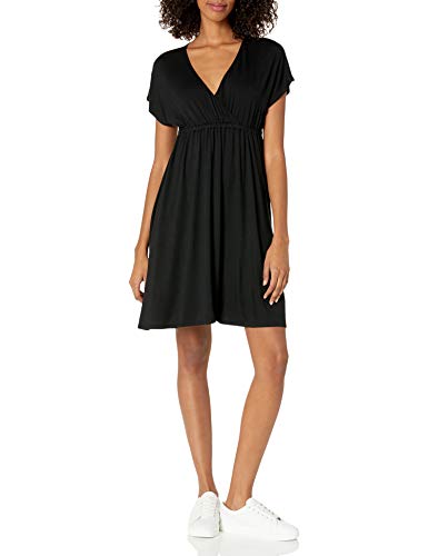 Amazon Essentials Women's V Neck Elastic Waist Surplice Dress (Available in Plus Size), Black, 4X