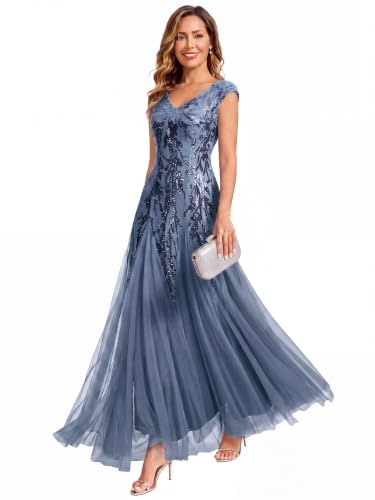 Ever-Pretty Women's Maxi Formal Gowns Sequin Mother of the Bride Dresses