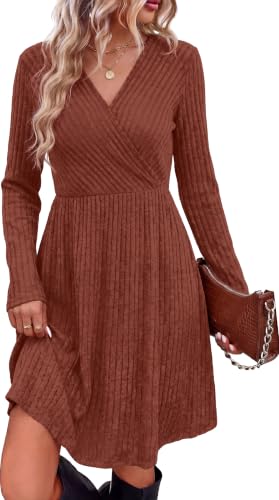 Fall Dresses for Women 2026 Casual Sweater Dress Teacher Outfits Caramel M