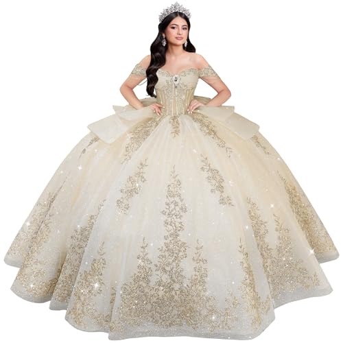 Youjiayi Sequin Appliques Light Champagne Quineanera Dresses with Bow Size 0