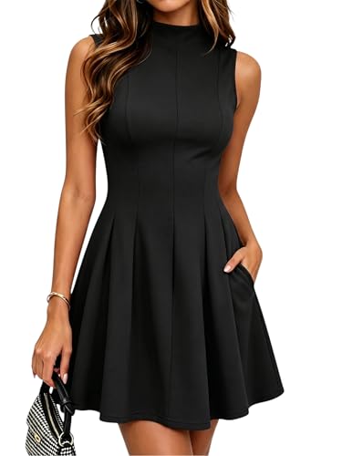 MTGGD Women Sleeveless Graduation Cocktail A Line Short Dress with Pockets