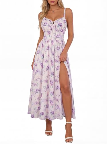 Wedding Guest Dresses for Women Floral Corset Sundress Purple XL