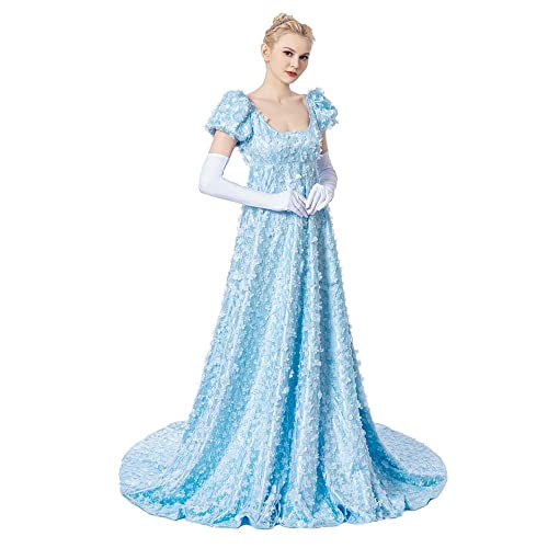 MyheroCos Regency Dress Women's Blue Lace Dress - M