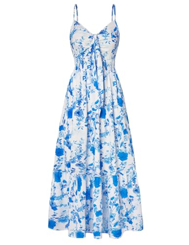 GRACE KARIN Womens Summer Maxi Floral Beach Dresses 2026 Blue Flowers XL