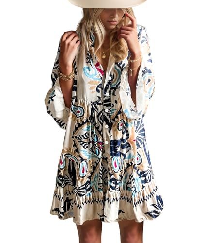 Opemiby Womens Summer Dresses 2026 Flowy Babydoll Boho Beach Mini Dress