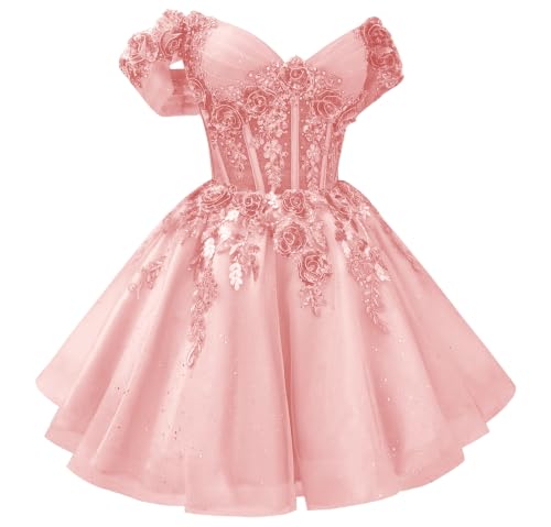 Mouccy Teen's Sequin DAMA Dresses for Quinceanera Tulle Short Homecoming