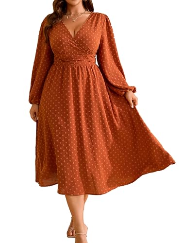 RWJ Dress for Wedding Guest Women's Plus Size Date Outings Burnt Orange 3XL