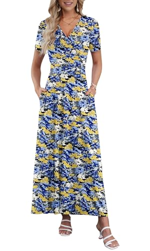AUSELILY Maxi Dresses for Women Ankle Length Floral Beach Long Flowy Dress
