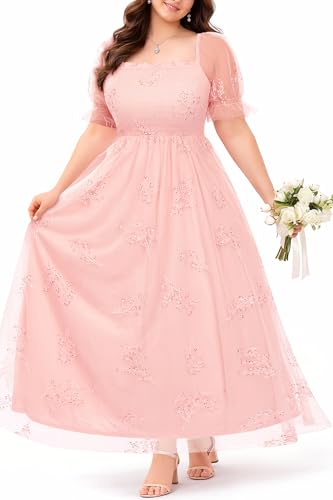 Pinup Fashion Plus Size Pink Dress Bridesmaid Easter Maxi Tulle Dress