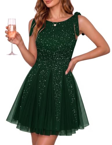 Wedtrend Bridal Shower Dresses for Guest Sequin HOCO Dress Flowy DarkGreenM