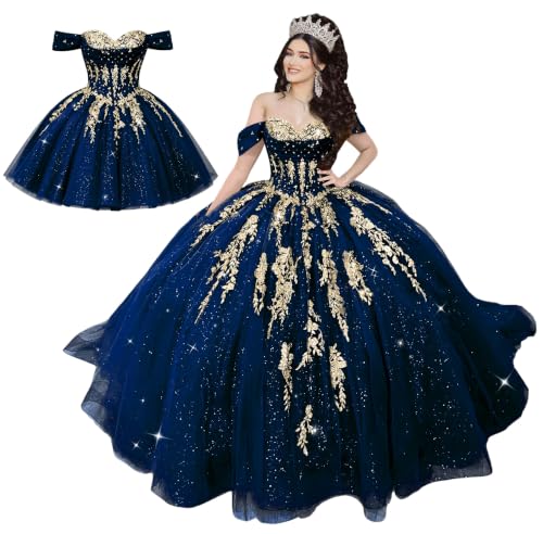 Mauuwy 2 in 1 Quinceañera Dress Navy Pageant Gown Size 6