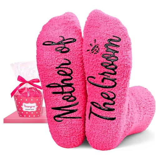 HAPPYPOP Mother of the Groom Gifts - Wedding Gifts for Mom of the Groom, Wedding Socks for Mother in Law Drak Pink
