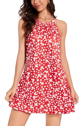 Summer Halter Dresses for Women 2026 Built in Bra Beach Vacation Sundress