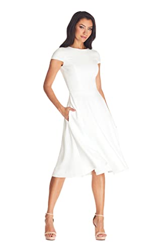 Dress the Population Women's Livia Midi High Dress, Ivory, Large