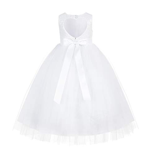 Heart Cutout Sequins Tulle Formal Pageant Girl Dress Wedding Dresses 172seq 8 White