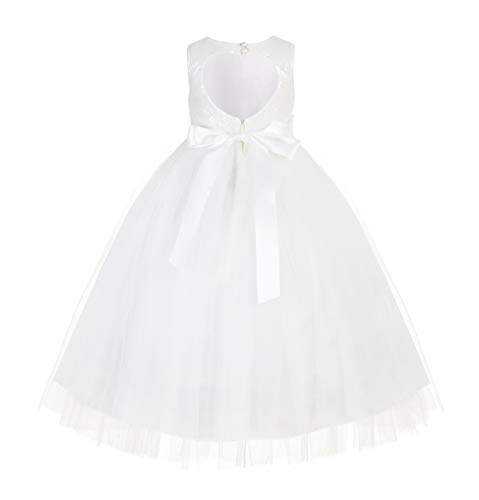 Heart Cutout Sequins Tulle Formal Pageant Girl Dress Wedding Dresses 172seq 6 Ivory