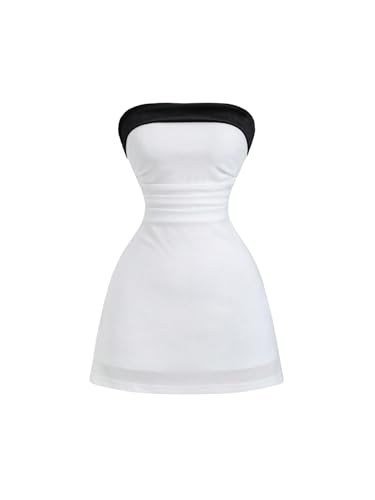 GORGLITTER Women's Strapless Tube Mini Dress Cocktail Cute Prom Party Dress