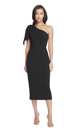 Dress the Population Women's Tiffany one Shoulder Crepe midi, Black, L