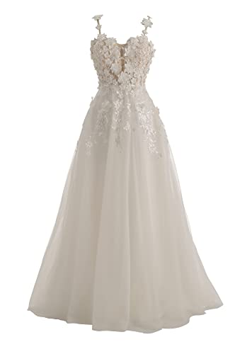 Babygirls Bobo Wedding Dress for Bride with Straps Sweetheart Flower Beading Lace Applique Beach Party Gowns Ivory 12