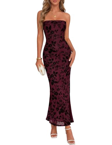 MEROKEETY Womens Wedding Guest Cocktail Party Dresses, Wine, Small