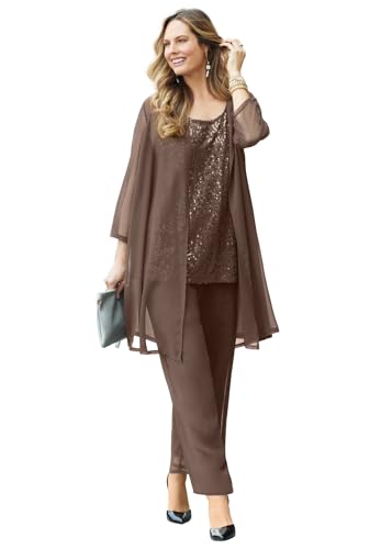 Catherines 3-Piece Sequin Tank Pant Suit