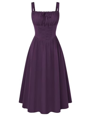 Women's Corset Midi Dress Homecoming Cocktail Party Sundress Purple S