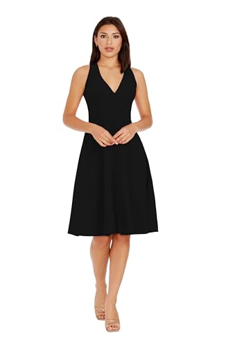 Dress the Population Womens Catalina Solid Sleeveless Fit & Flare Midi Dress, Black, Medium US